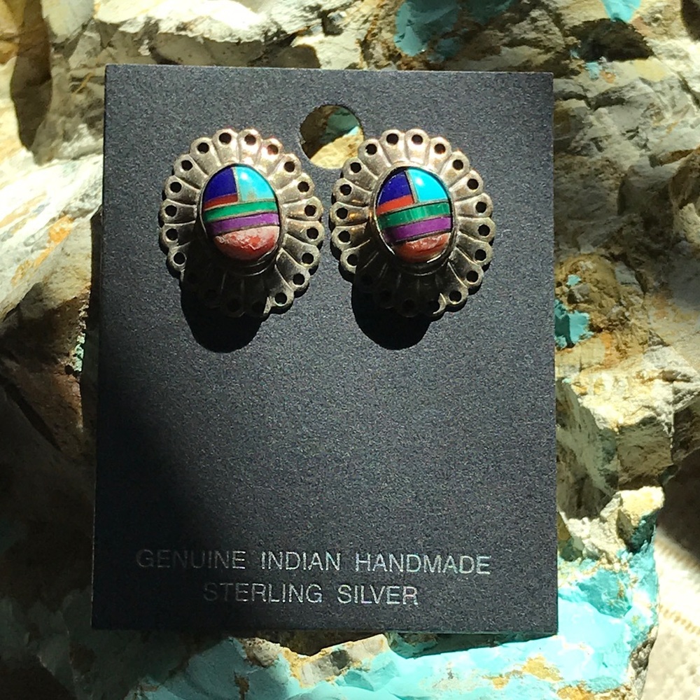 Multiple Stone Sterling Silver Earrings - image 1